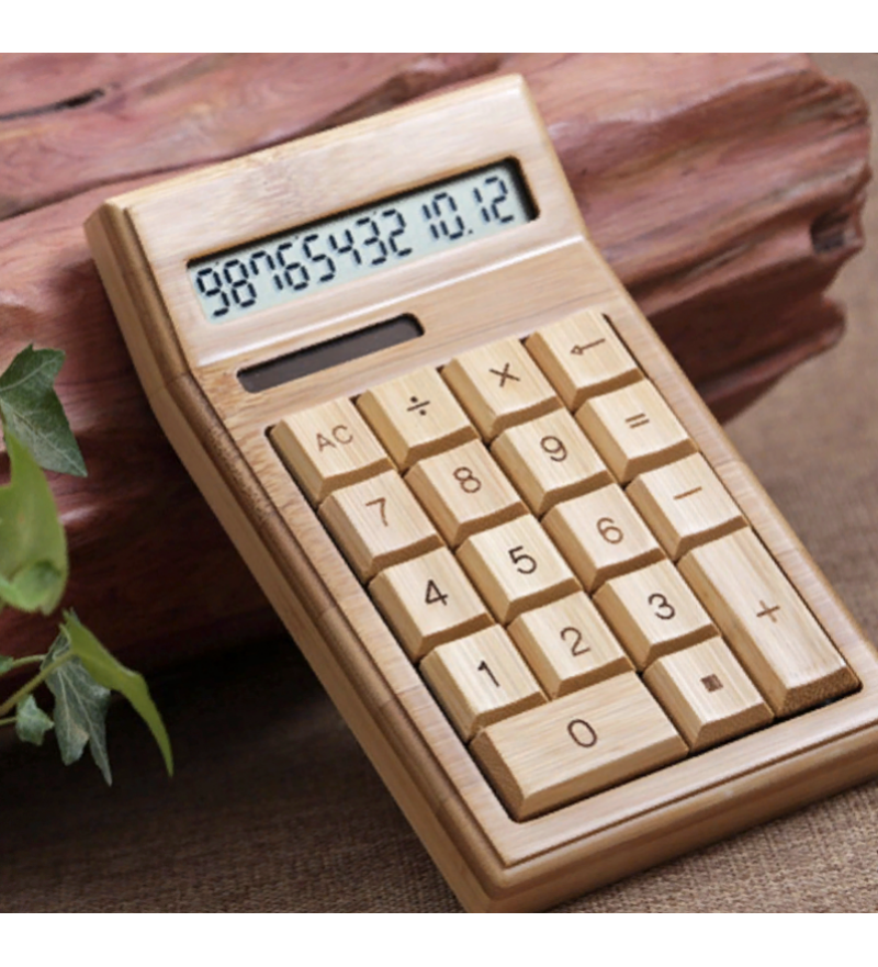Computer bamboo accessory. Calculator